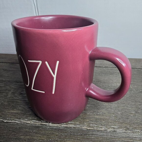 Rae Dunn Artisan Maroon Cozy Fall Coffee Mug Farmhouse Magenta - Picture 3 of 11